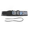 Guitar Strap Leather Embroidered Thickened Wear Resistant Adjustable Length Belt Blue