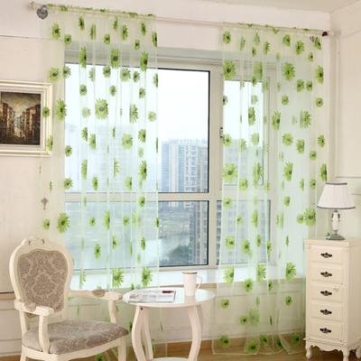 1 adet ayçiçeği baskı nefes alabilen yarı saydam tül perde ev balkon dekoru