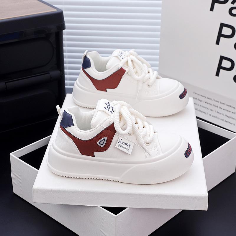 

New little white shoes women s autumn platform heightening board shoes student Korean version of fashion casual shoes 35 бежевый