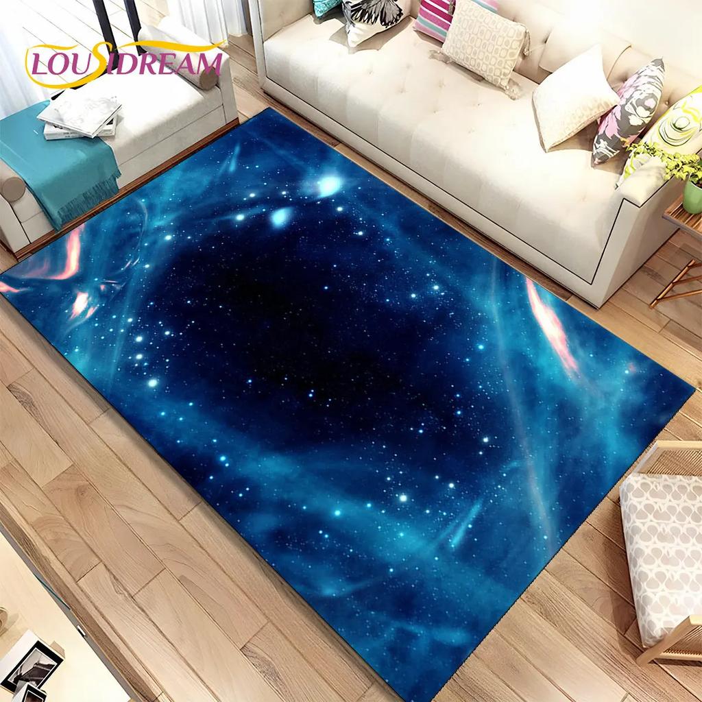 Galaxy Universe Space Stars Area Rug,Carpet Rug for Home Living Room Bedroom Sofa Doormat Decor,Kids play Non-slip Floor Mat HD