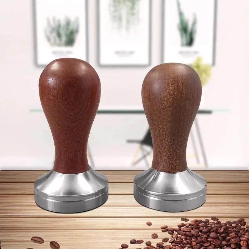 NEW Coffee Tamper 51mm/53mm/58mm Flat Tampers Base Barista Espresso Press With Silicone Mat Dosing Ring Powder Cup