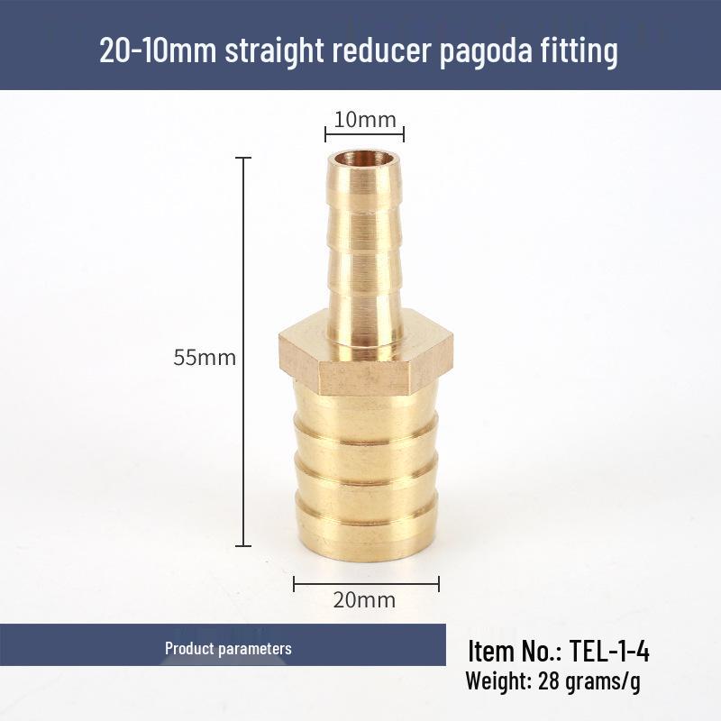 Brass Reducing Pagoda Plug for Hose Fitting - Converts 4mm To 19mm Diameters