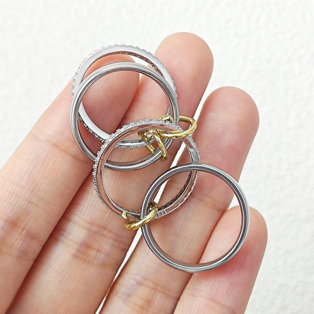s/set Spinelli Kilcollin Ring Stainless Steel Micro Paved CZ White Gold Color Stackable Rings For Women Fashion Jewelrly