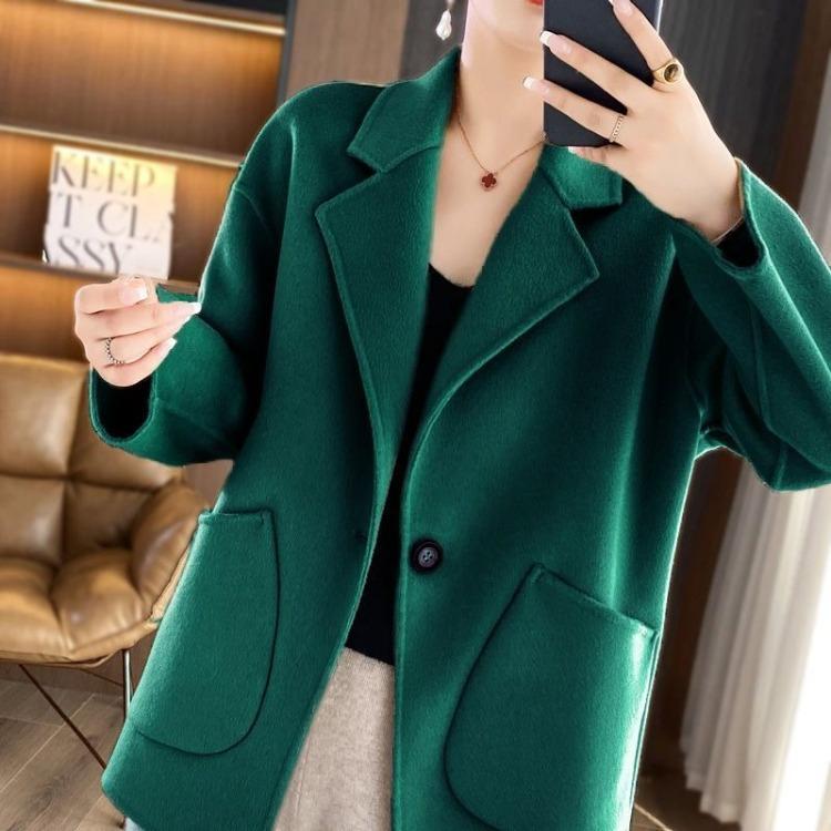 Winter Wool Coat for Women Loose Fit Tweed Jacket Oversized Warm Outerwear