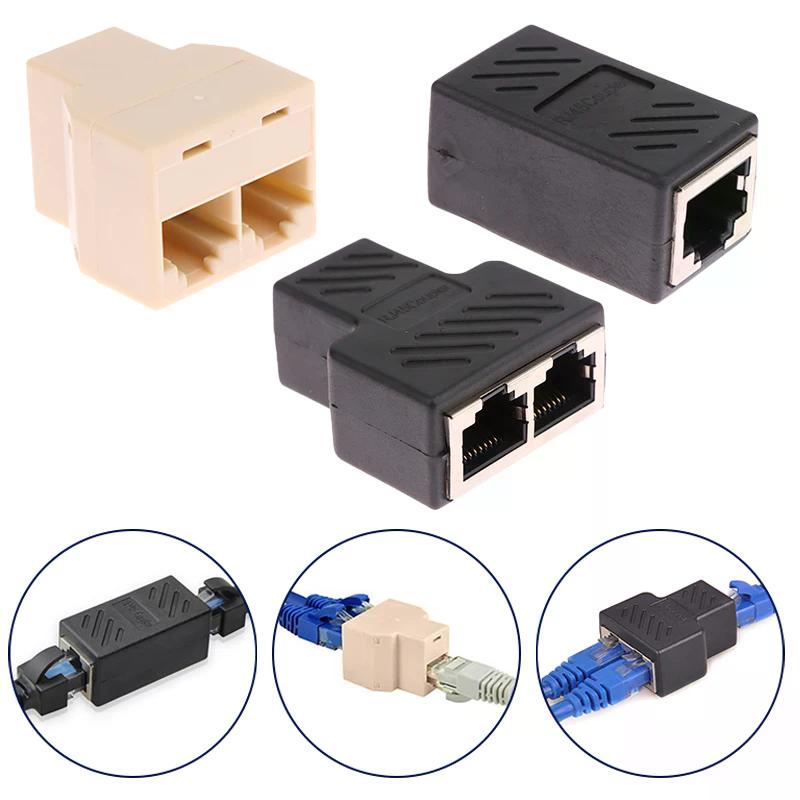 RJ45 8pin Connector 1 To 2 Way LAN Ethernet Cable Network Splitter Coupler RJ45 Cat5/Cate6 Interface Extender Adapter Connector
