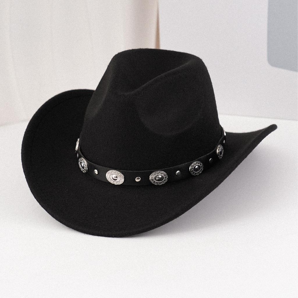 European and American retro hemming western cowboy hat children punk chain decorative jazz hat British top hat men