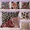 Pink Leopard Fashion Cushion Cover Natural Linen Pillow Case DoubleSided Print Decorative Sofa Pillowcase Home Decor Gift