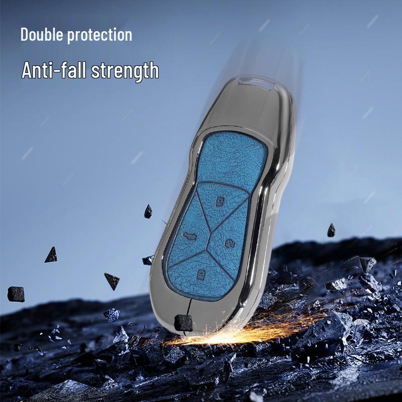 XPeng P5 Car Key Cover 2021-2024: Durable Zinc Alloy & Leather Protective Shell
