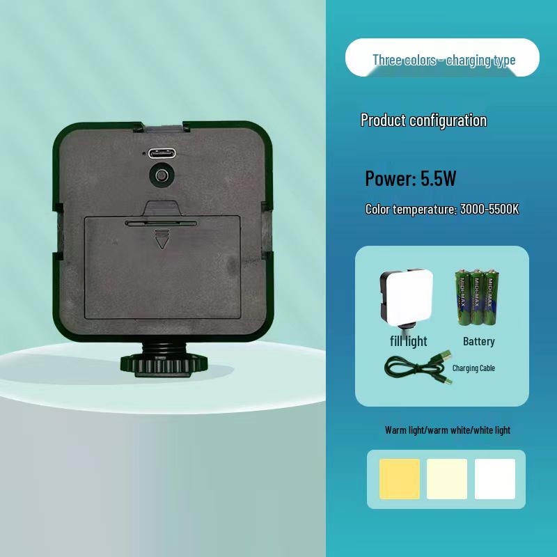 Three-Color RGB Rechargeable Mini Clip Selfie Fill Light for Mobile & Camera