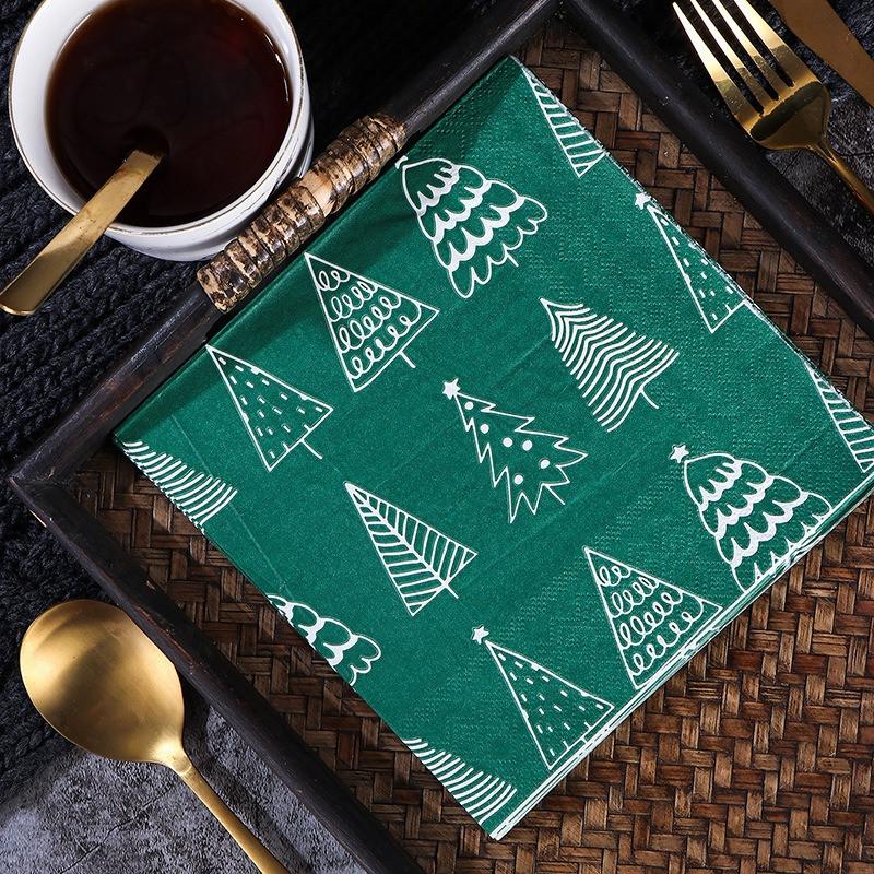 20Pcs/pack Christmas Series Printed Paper Disposable Table Dinner Napkin Tissues Xmas Party Decoration
