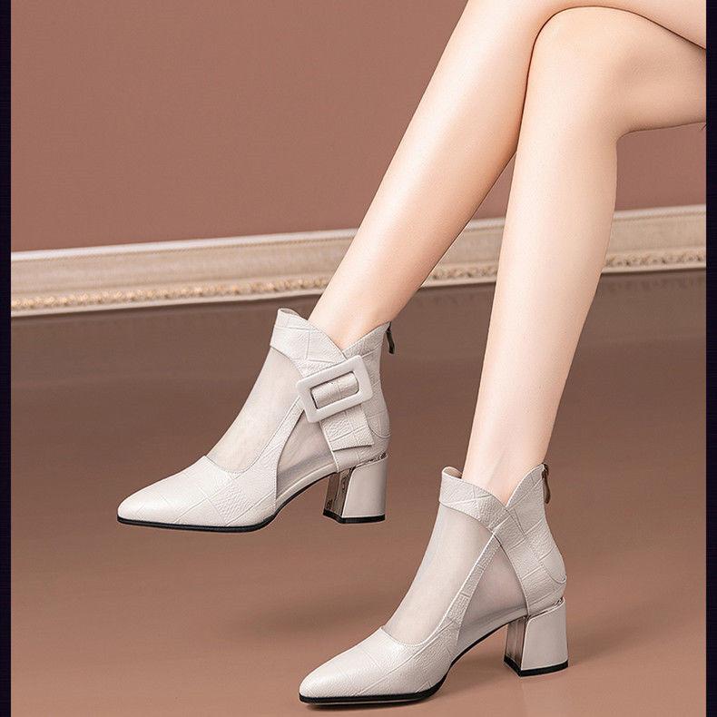 

Летние ботинки Martin женские сандалии для улицы, дышащие, на высоком каблуке 40 слоновая кость