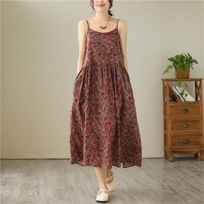 

Хлопковые винтажные новые платья без рукавов с цветочным принтом для женщин, повседневное свободное длинное летнее платье, элегантная одежда L