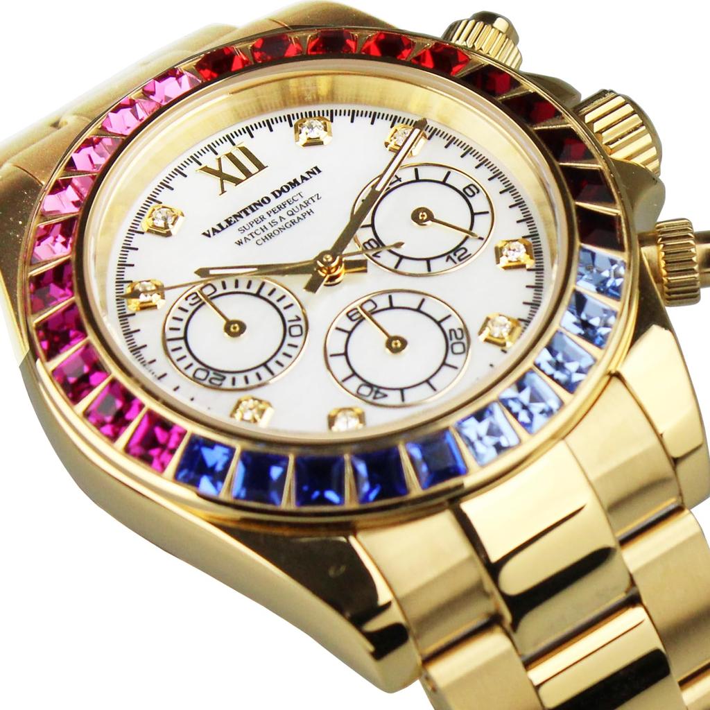 VALENTINO DOMANI Watch Chronograph Zirconia Gold GOLD VD006MUW Men's