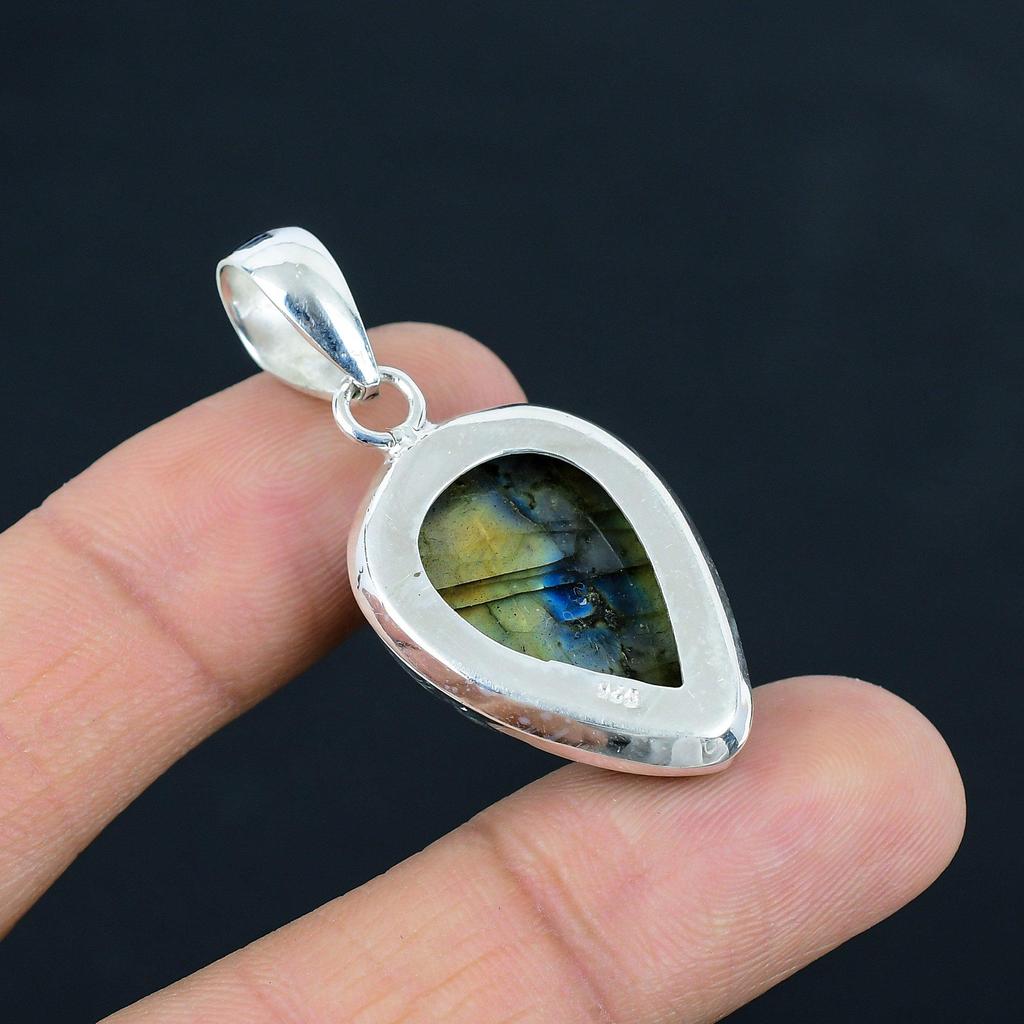 Natural Blue Fiery Labradorite Gemstone Pendant, 925 Sterling Silver, Pendant Jewelry, Handmade Silver Pendant Jewelry for Gift, Easter Gift