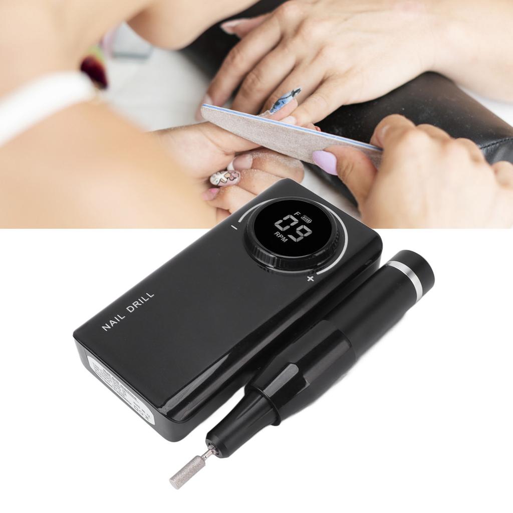Electric Nail Drill Machine 35000RPM LED Display Rechargeable Nail Polishing Grinding Machine