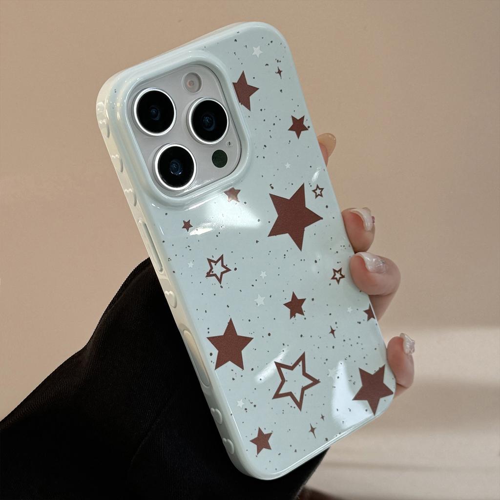 Retro Ins Style Brown Star Apple 16 Mobile Case IPhone 15 Pro Max Applicable To 12 Anti Fall 14 Soft 13