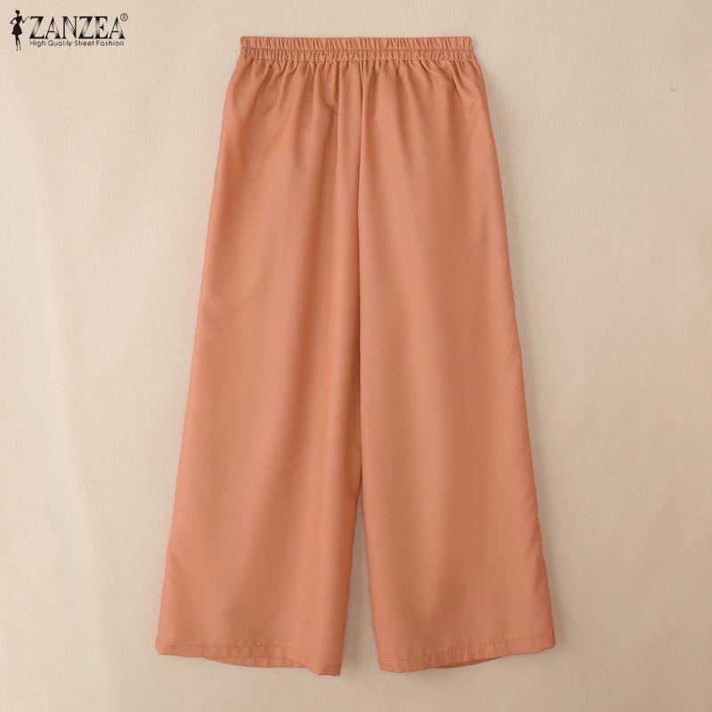 ZANZEA Women Casual Back Elastic Waist Loose Floral Print Pants