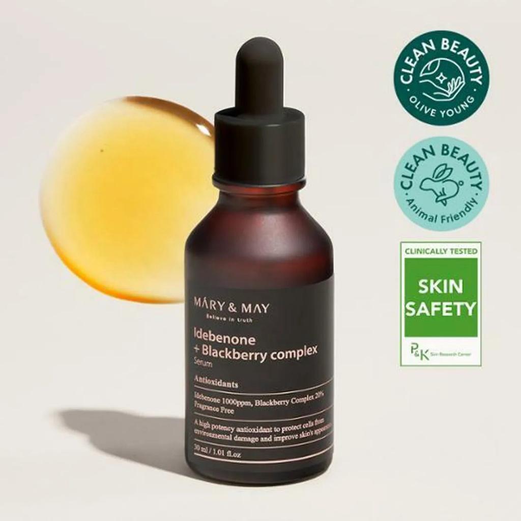 Mary & May Idebenone + Blackberry Complex Serum 30mL | Presenting Hydrated Texture, Brightening, Smoothing Texture