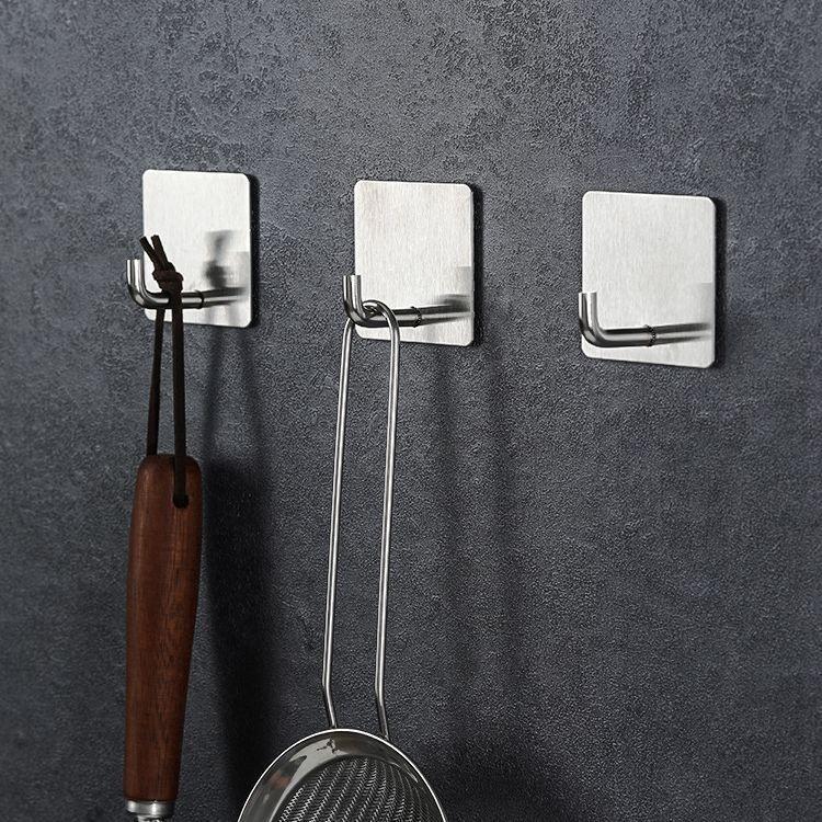Adhesive Durable Hooks Set With Stainless Steel Finish For Wall Storage Tool