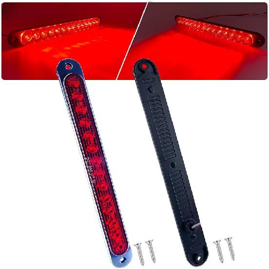 10" LED Trailer Brake Lights Bar Strip Aluminum Alloy Base Red Stop Turn Identification Side Marker Tail Lights Assembly For Truck Marine Boats, 15