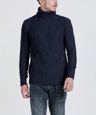 PANICALE Diamond Pattern Turtleneck Sweater [Navy]
