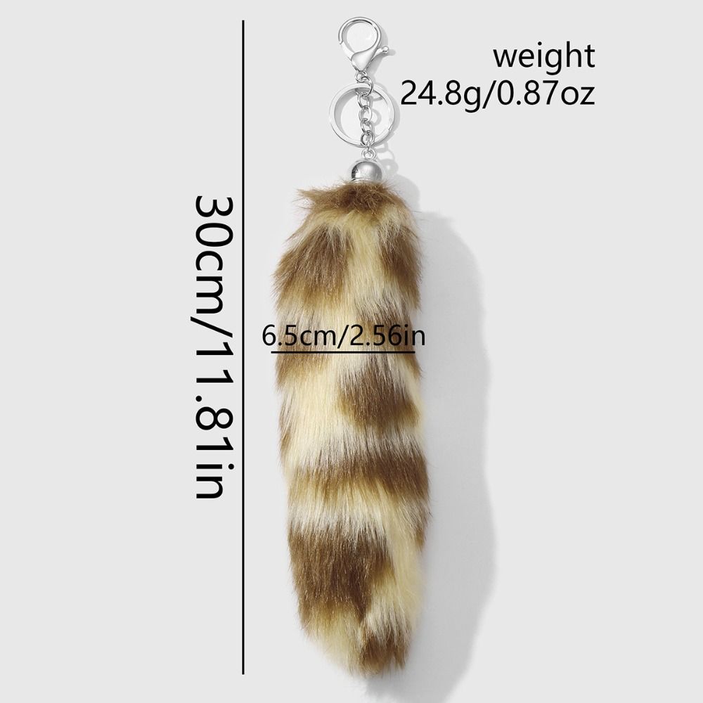 Retro Tail Hanging Keychain Long Hair Plush Tail Keyring Sweet Cool Bag Charms  Purse Handbag