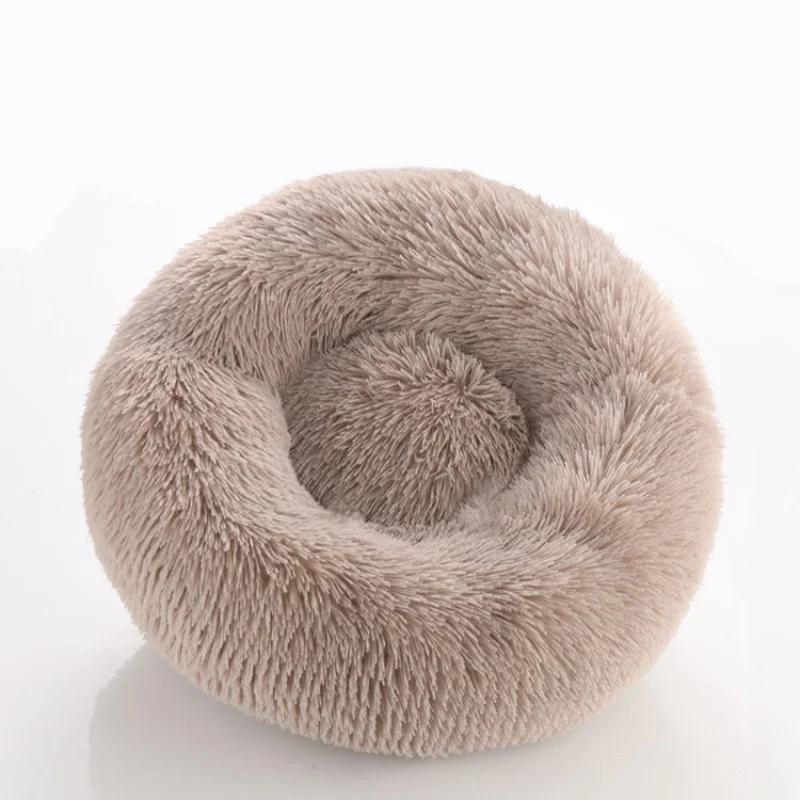 40-100cm Round Cat Bed Pet Bed Kennel Non-Slip Winter Warm Dog Kennel Sleeping Long Plush Soft Puppy Cushion Mat Cat Supplies