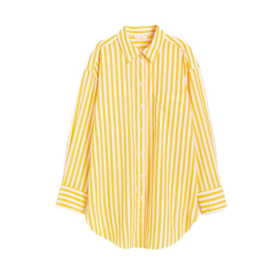 Spring & Autumn Women's European & American Style Striped Lapel Single-Breasted Loose Long Sleeve Shirt