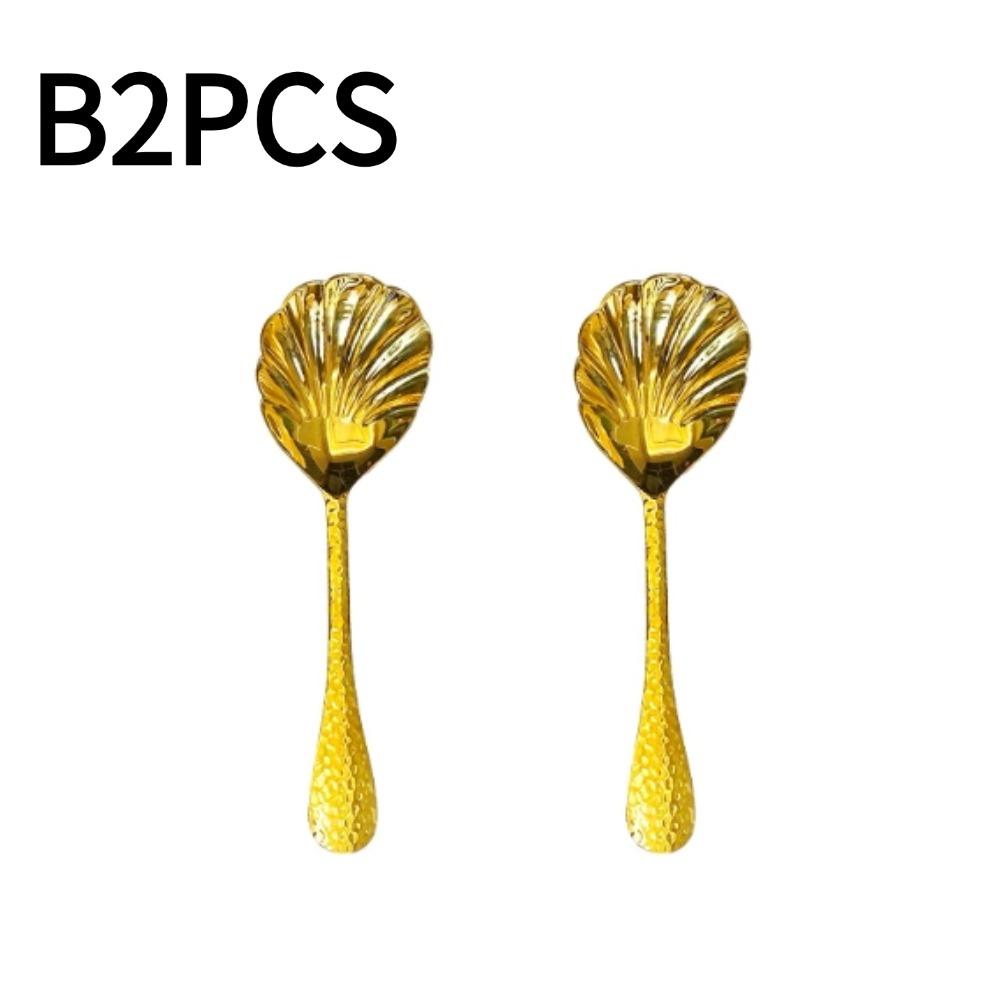 1/2/3PCS Large Hammered 304 Stainless Steel Shell Spoon Long Soup Spoons Public Hot Pot Serving Scoop Restaurant Table