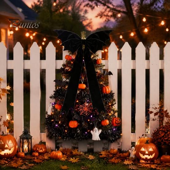 Lightweight Festival Wall Decor Halloween Bat Bow Garden Decor, Christmas Tree Topper Hanging Ornament Party Atmosphere for Party, Spooky Holiday