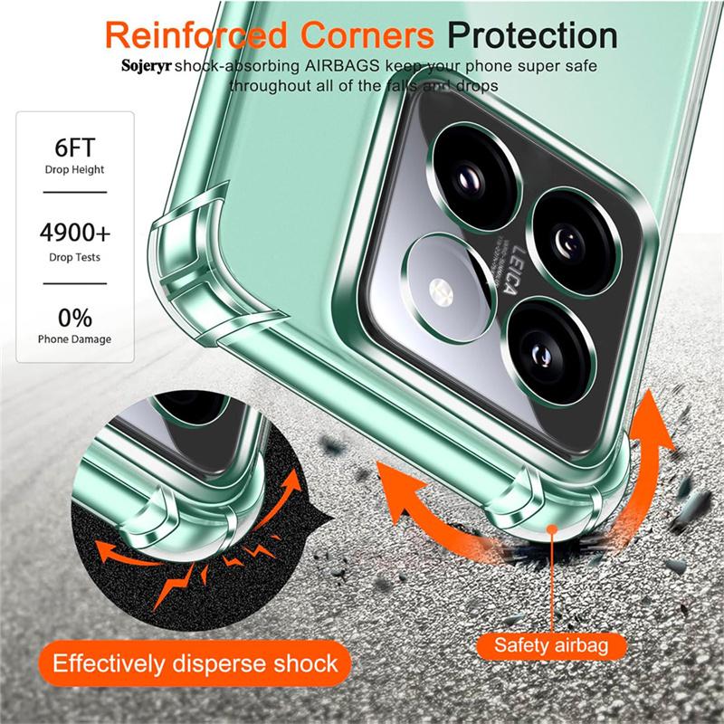 Für Xiaomi 14T / 14T Pro Airbag Fallsichere ultradünne HD-klare transparente kristallweiche Silikon-TPU-Hülle