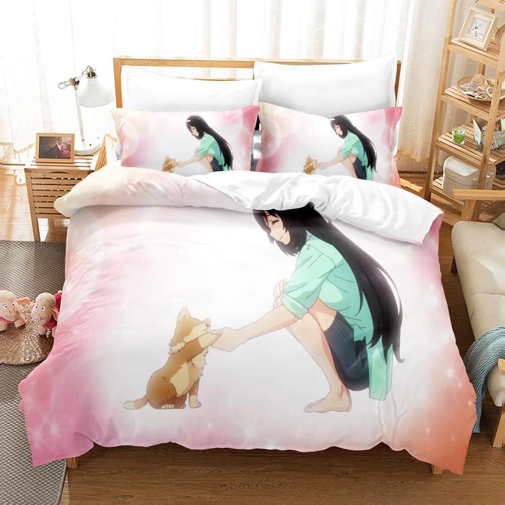 3d Print Kawaii  My Life As Inukai-san’s Dog Bedding Set Cartoon  three-piece Set Adult Kid Bedroom Duvet Cover Sets
