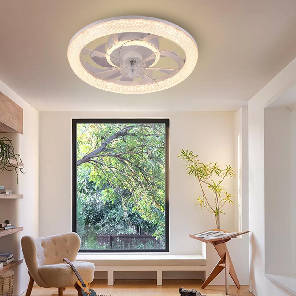 110V-240V Six Speed Adjustable Electric Ceiling Fan With Lights Bedroom RGB Silent Ceiling Fan Lamp Intelligent Dimming Restaurant Fan Lights