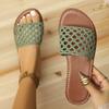 New Simple Casual Woven Hollow Flat Bottom Women's Flat Heel Breathable Slippers