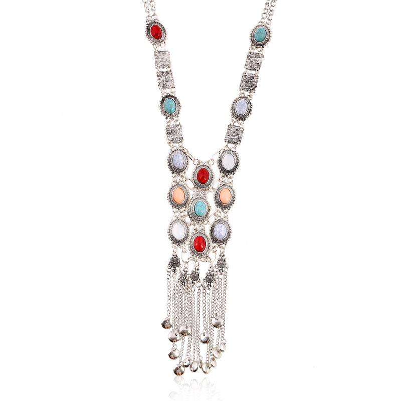 Bohemian Maxi 70cm Long Necklace Pendant For Women Collier Jewelry Colar Vintage Multilayer Tassel Collar Boho Necklace Bijoux