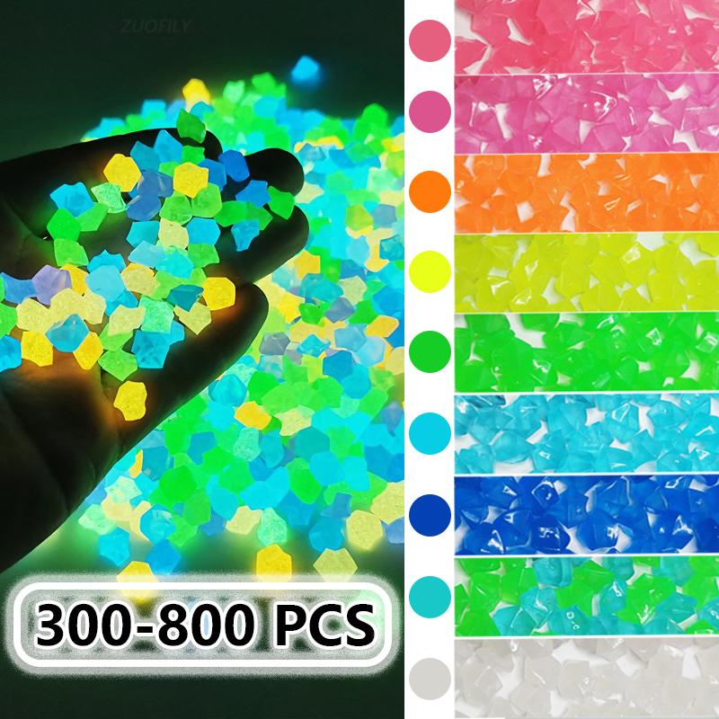 

300/500/800 шт. Декоративная галька для сада, светящийся камень, светящийся в темноте, декоративная галька, украшение для аквариума на открытом воздухе