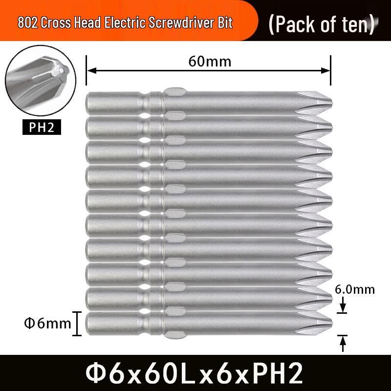 Nigao 802 Magnetic S2 Steel Electric Screwdriver Bit, 6mm, 60/80mm Length