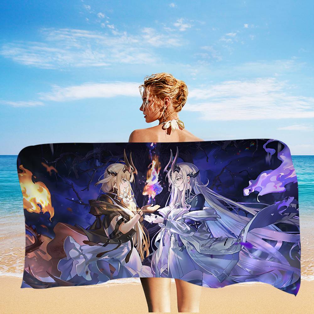 A-Arknights Microfiber Blanket Quick Drying Beach Towels Oversized Printing Super Absorbent Pool Towel Blanket