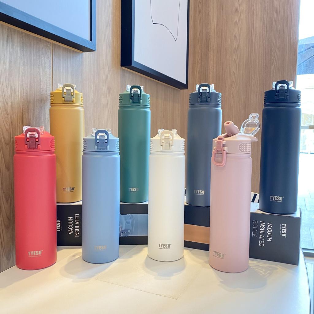 Tyeso 600ML/750ML Stainless Steel Thermos Bottle Car Insulated Cup Portable Sport Vacuum Flask Keeps Cold and Heat Thermal Mug