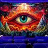 The Eye Of Providence Blacklight Tapestry UV Reactive Glowing Mountains Black Light Tapestry Aesthetic Wall Art Neon Backdrops