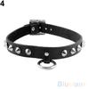 Punk Gothic Black Faux Leather Choker Cross Spike Rivet Buckle Collar Necklace