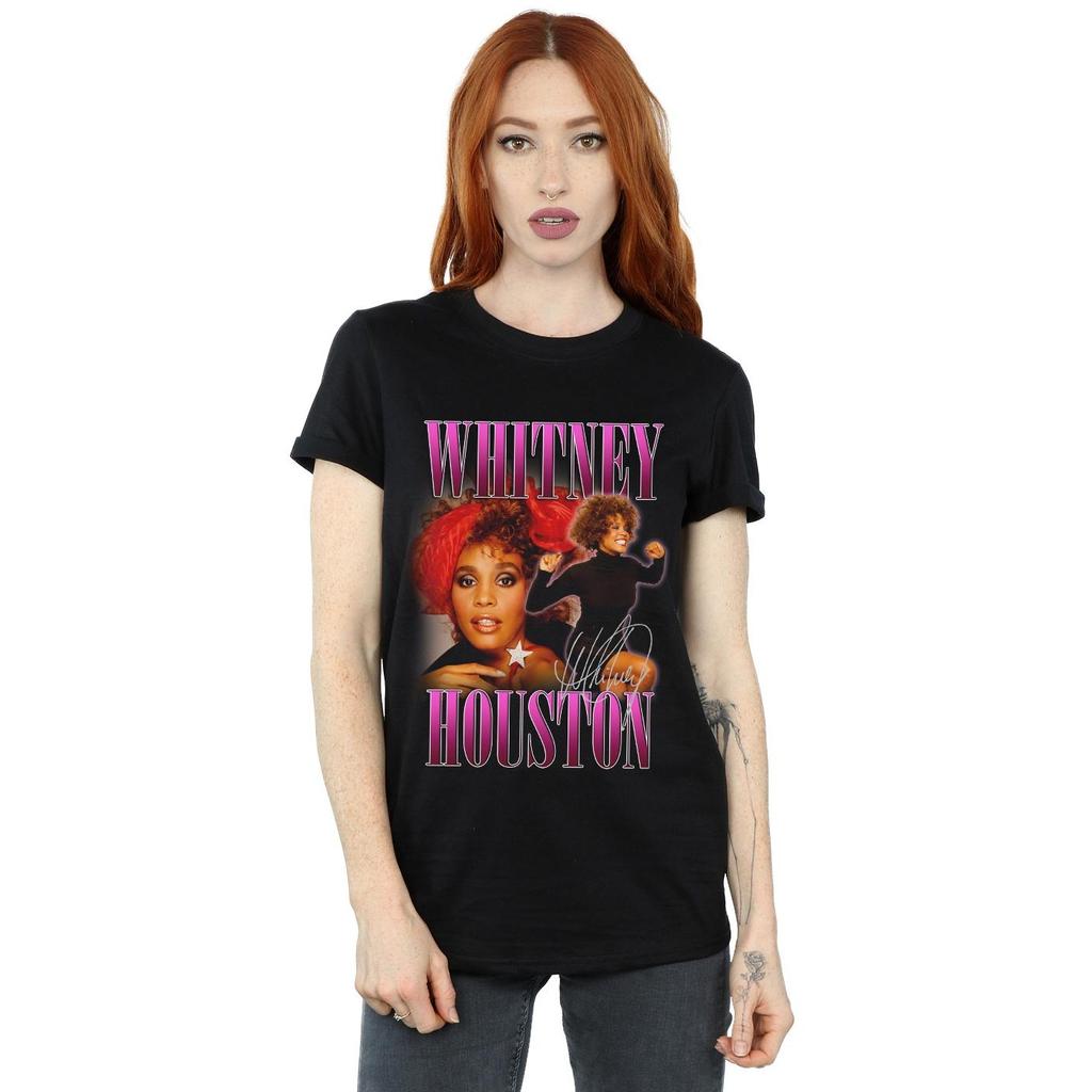 Whitney Houston Womens/Ladies Signature Homage Cotton Boyfriend T-Shirt