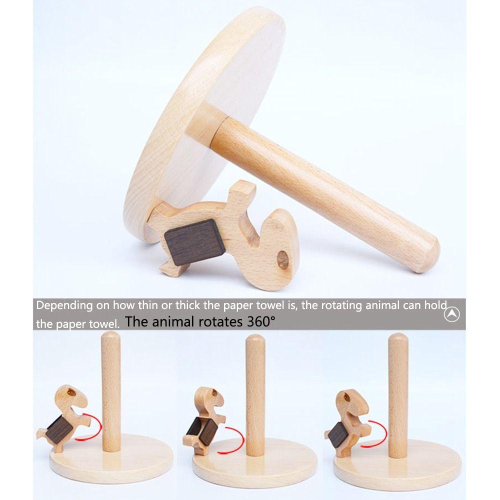 Vertical Cartoon Paper Towel Rack Durable Wooden Paper Roll Stand  Table Top