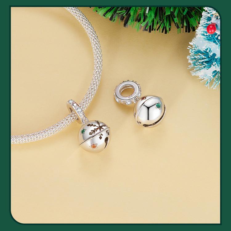 Yinziyun Sterling Silver Snowflake Bell Pendant Necklace