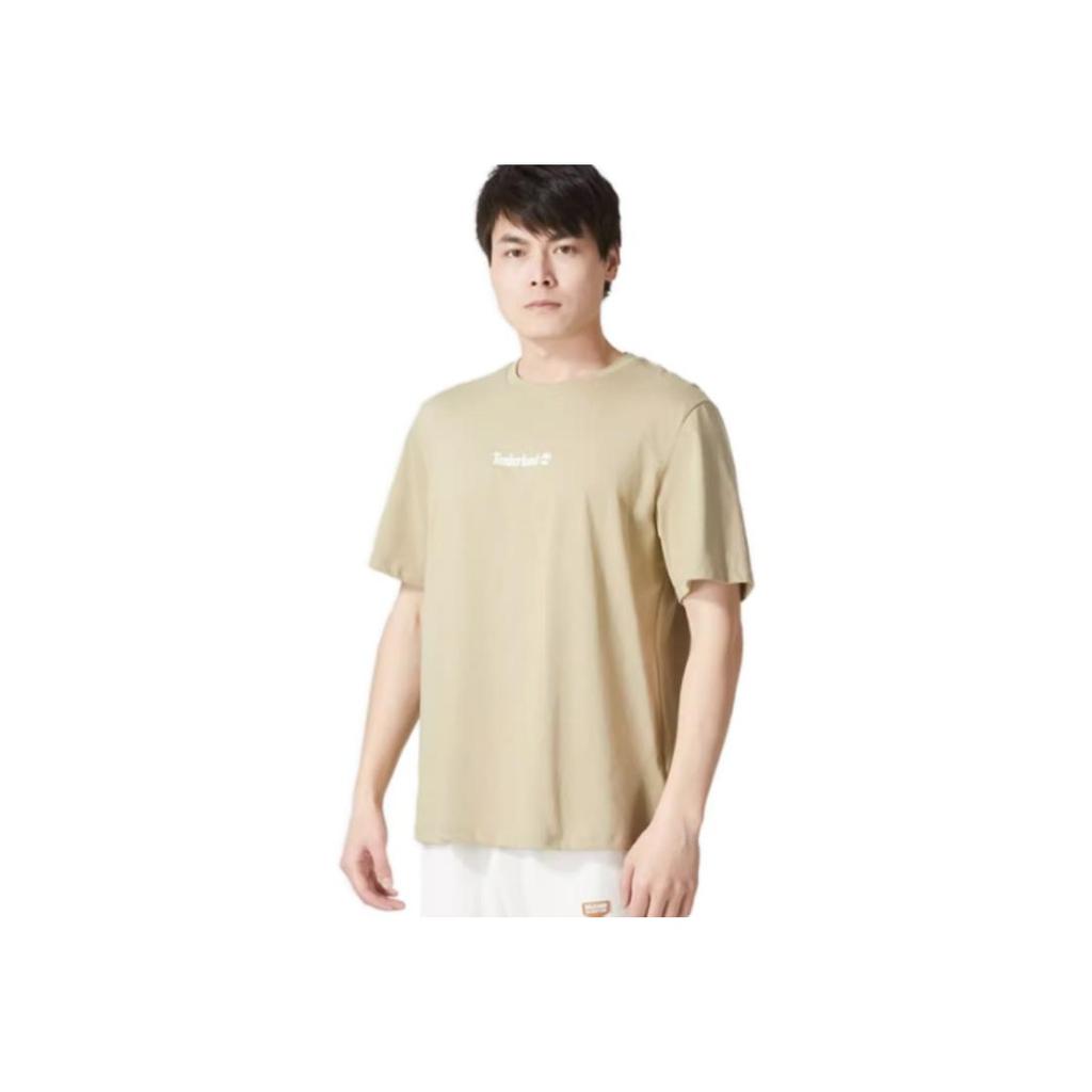 Timberland Letter Print Round Neck Short Sleeve Drop Shoulder T-Shirt Unisex T-Shirts Licorice-Yellow A6QGS-DH4