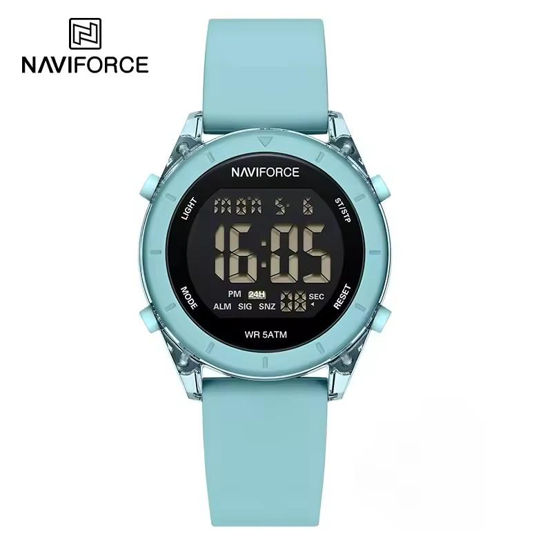 New Model NAVIFORCE NF7108 Watch Womens Fashion Silicone Strap Sports Digital Watch Waterproof Luminous Wristwatches Relojes