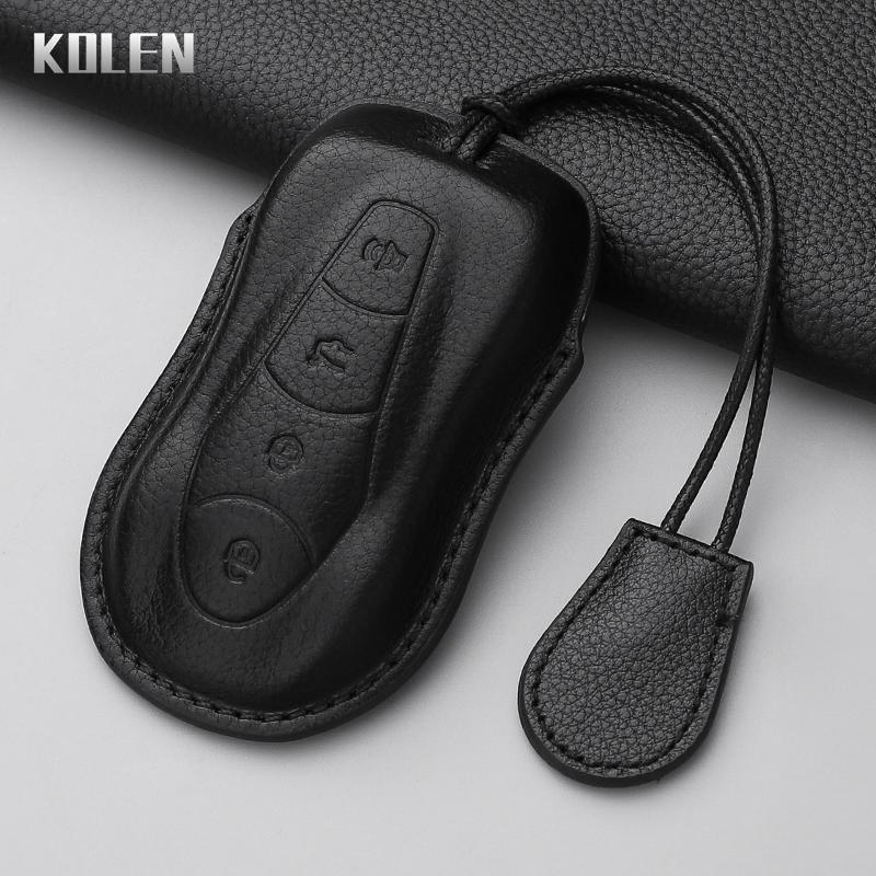 Leather Car Key Case Cover Shell For Geely Azkarra Tugella Fy11 Atlas Pro New Emgrand Gs X6 Suv Ec7 Protected Fob Bag
