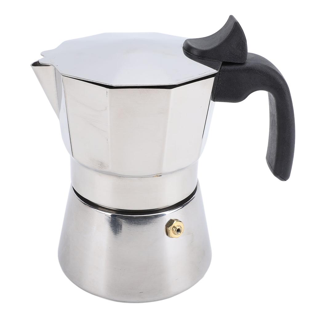 Stovetop Coffee Maker Stainless Steel Octagonal Even Heat Distribution Stovetop Coffee Maker Pot Silver