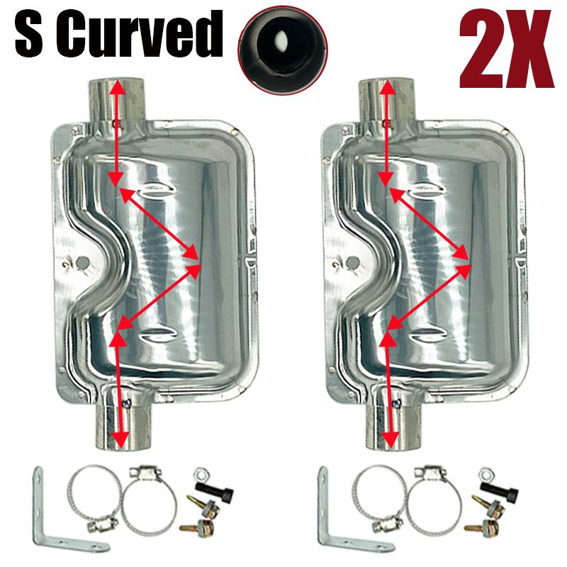 2 Set 24mm Muffler Silencer Straight Pipe / S Curved Pipe Car Air Diesel Parking Heater Exhaust Pipe Stainless For Diesel Heater