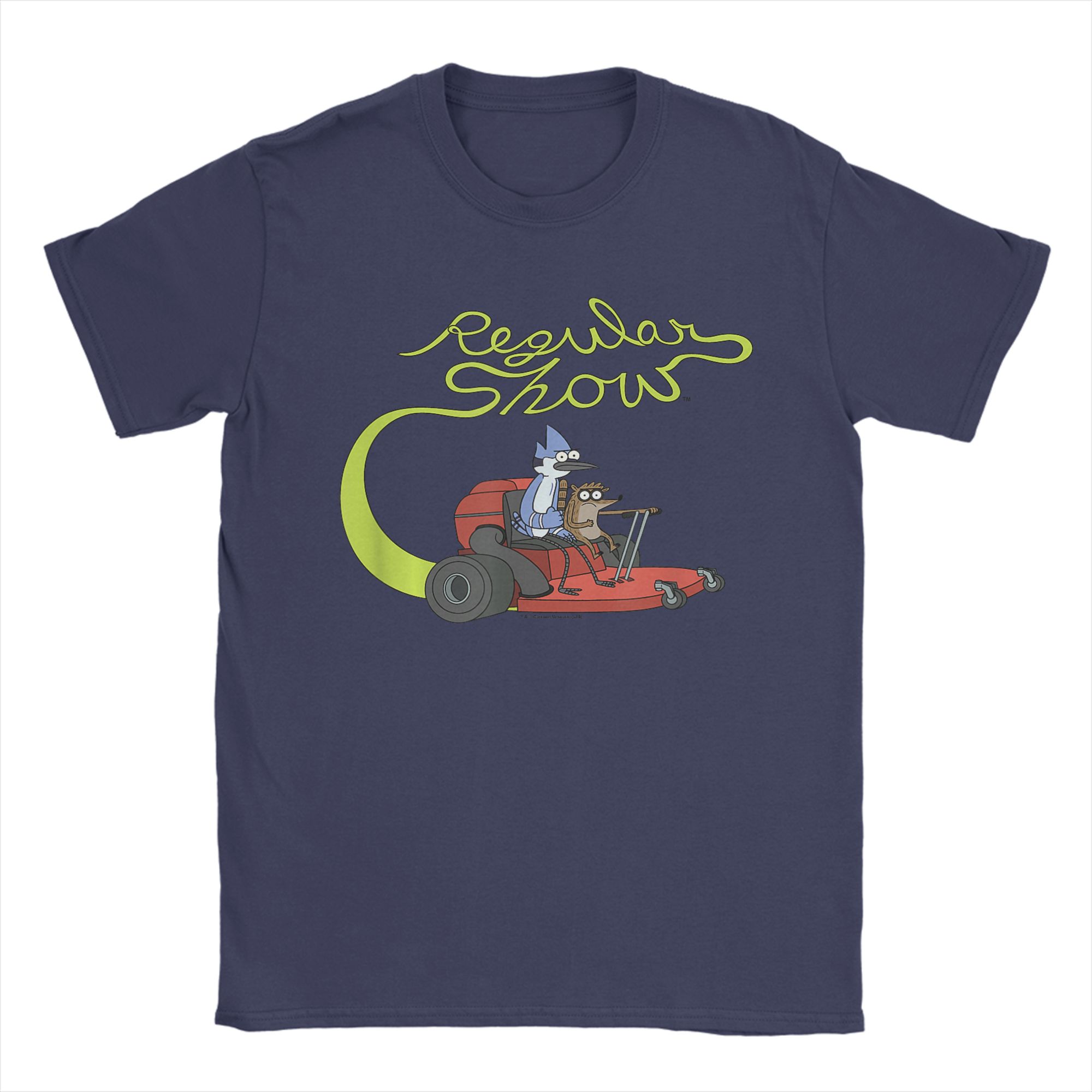 

Men Regular Show Mordecai and Rigby Mower T Shirt Pure Cotton Tops Awesome Short Sleeve Round Neck Tees 4XL 5XL TShirts 4XL